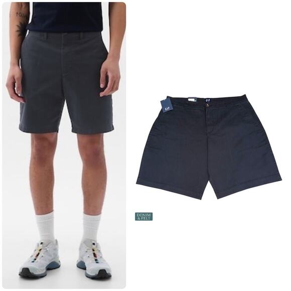 GAP Flat Front Shorts Navy Blue Men’s Size 32 & 34 Cotton Blend NEW/NWT!! - Picture 1 of 14